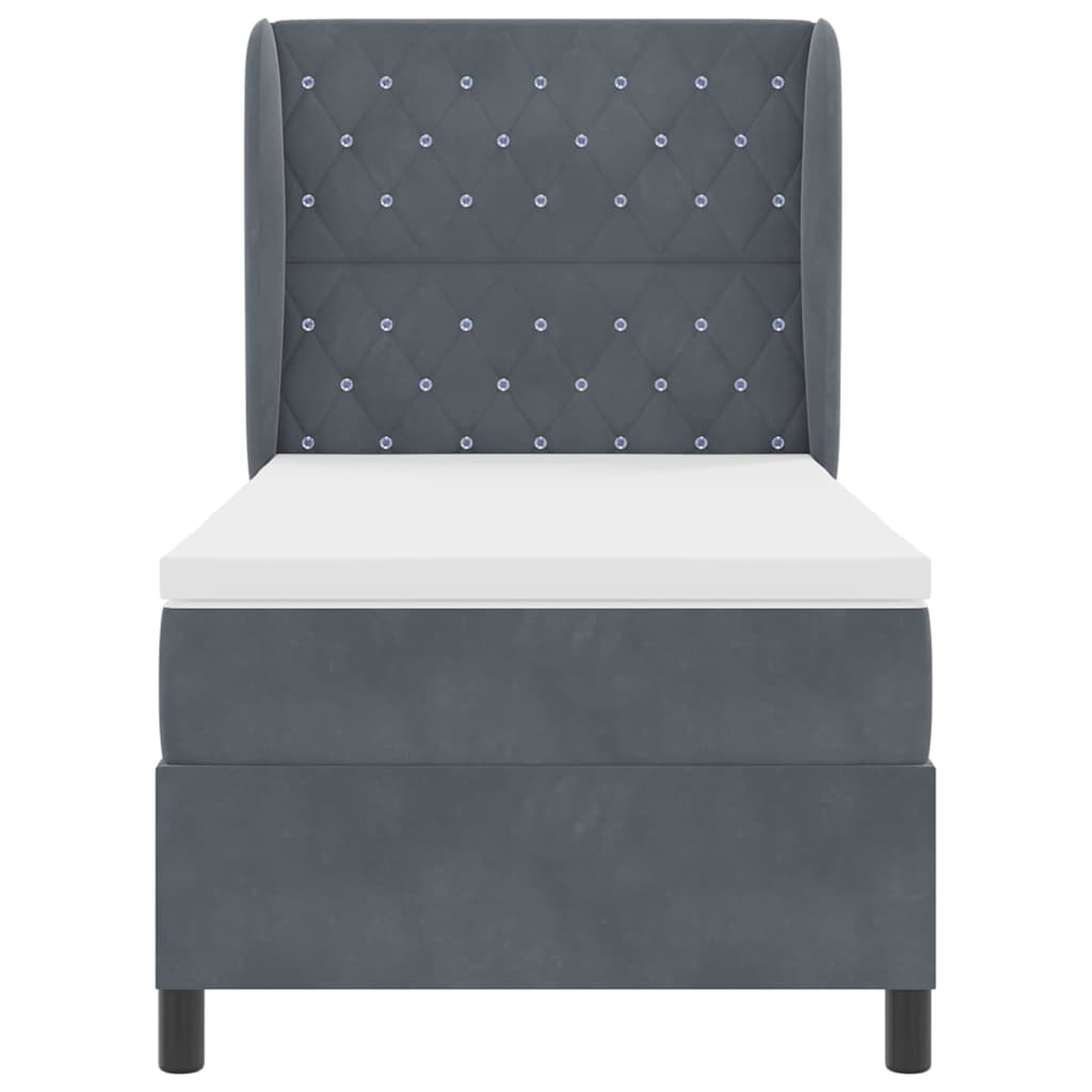 Letto a molle con materasso Grigio scuro 200 x 100 cm Velluto | homemem39