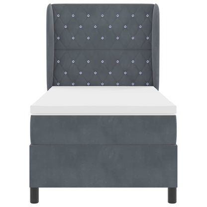 Letto a molle con materasso Grigio scuro 200 x 100 cm Velluto | homemem39