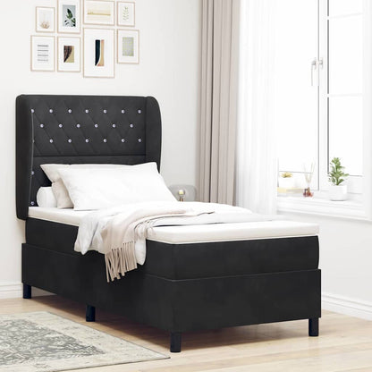 Letto a molle con materasso Nero 200 x 100 cm Velluto