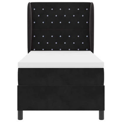 Letto a molle con materasso Nero 200 x 100 cm Velluto