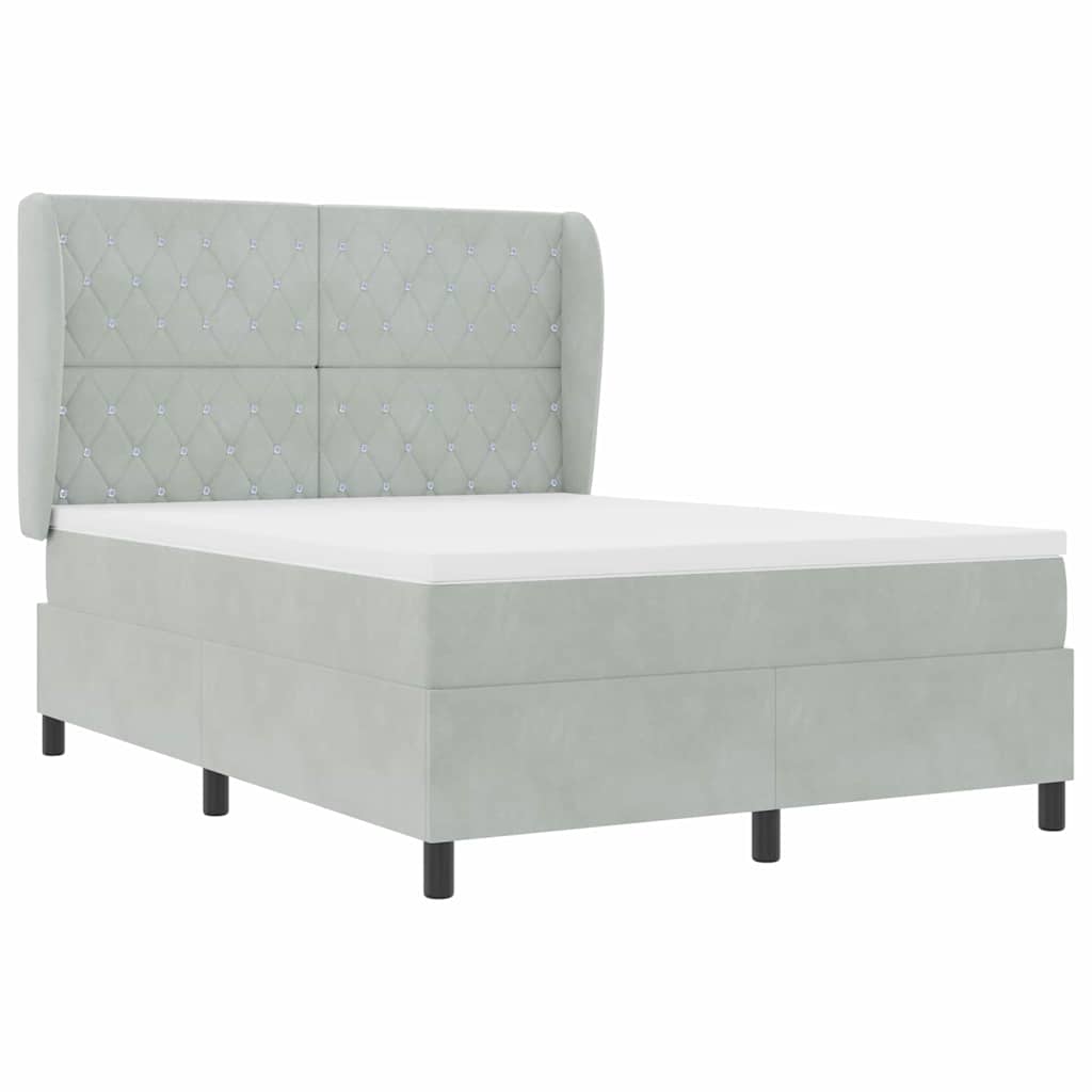 Letto a molle con materasso Grigio chiaro 190 x 140 cm Velluto | homemem39