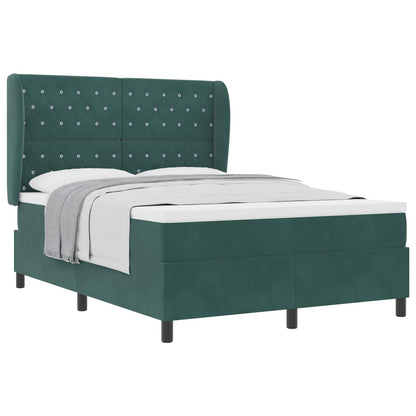 Letto a molle con materasso Verde Scuro 190 x 140 cm Poliestere