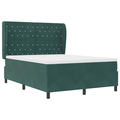 Letto a molle con materasso Verde Scuro 190 x 140 cm Poliestere
