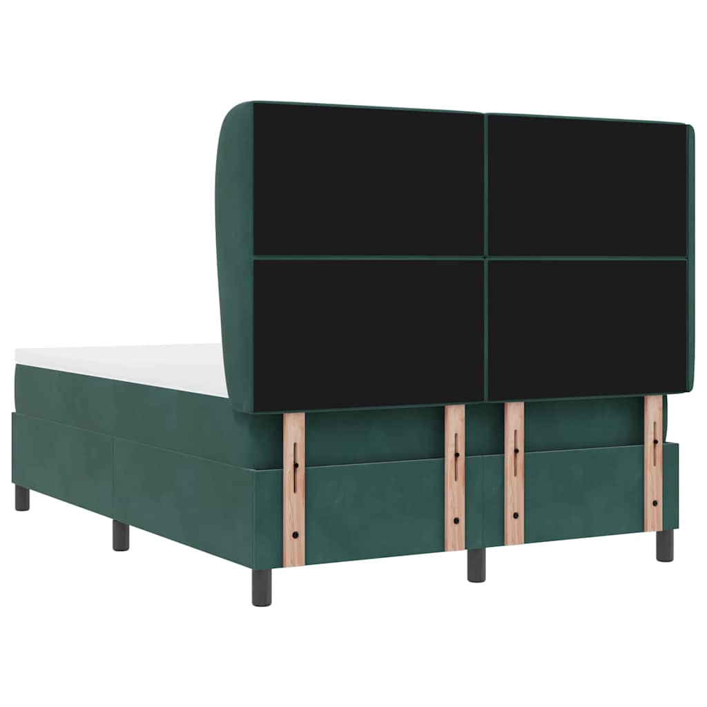 Letto a molle con materasso Verde Scuro 190 x 140 cm Poliestere