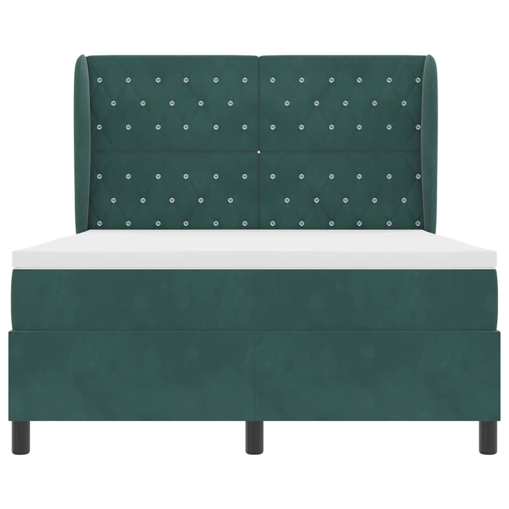 Letto a molle con materasso Verde Scuro 190 x 140 cm Poliestere