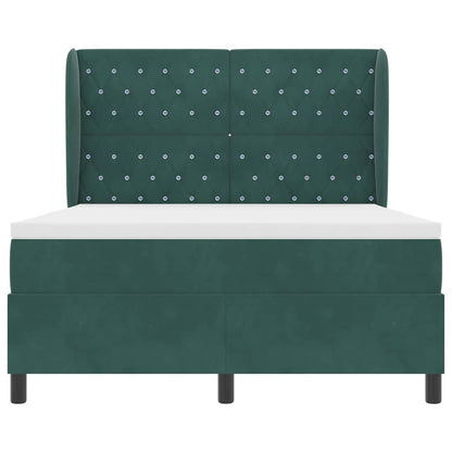 Letto a molle con materasso Verde Scuro 190 x 140 cm Poliestere