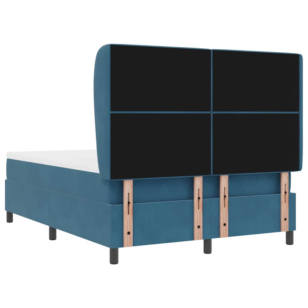 Letto a molle con materasso Blu Scuro 190 x 140 cm Velluto | homemem39