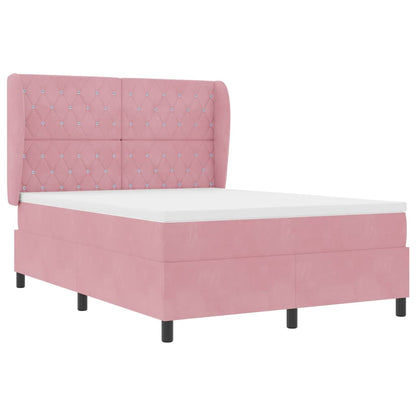Letto a molle con materasso Rosa 190 x 140 cm Poliestere
