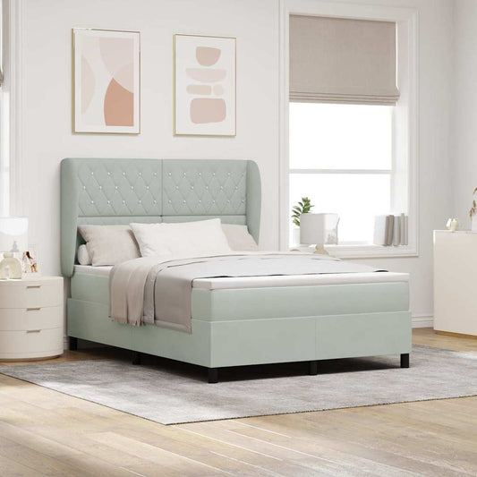 Letto a molle con testiera Grigio chiaro 200 x 140 cm Velluto