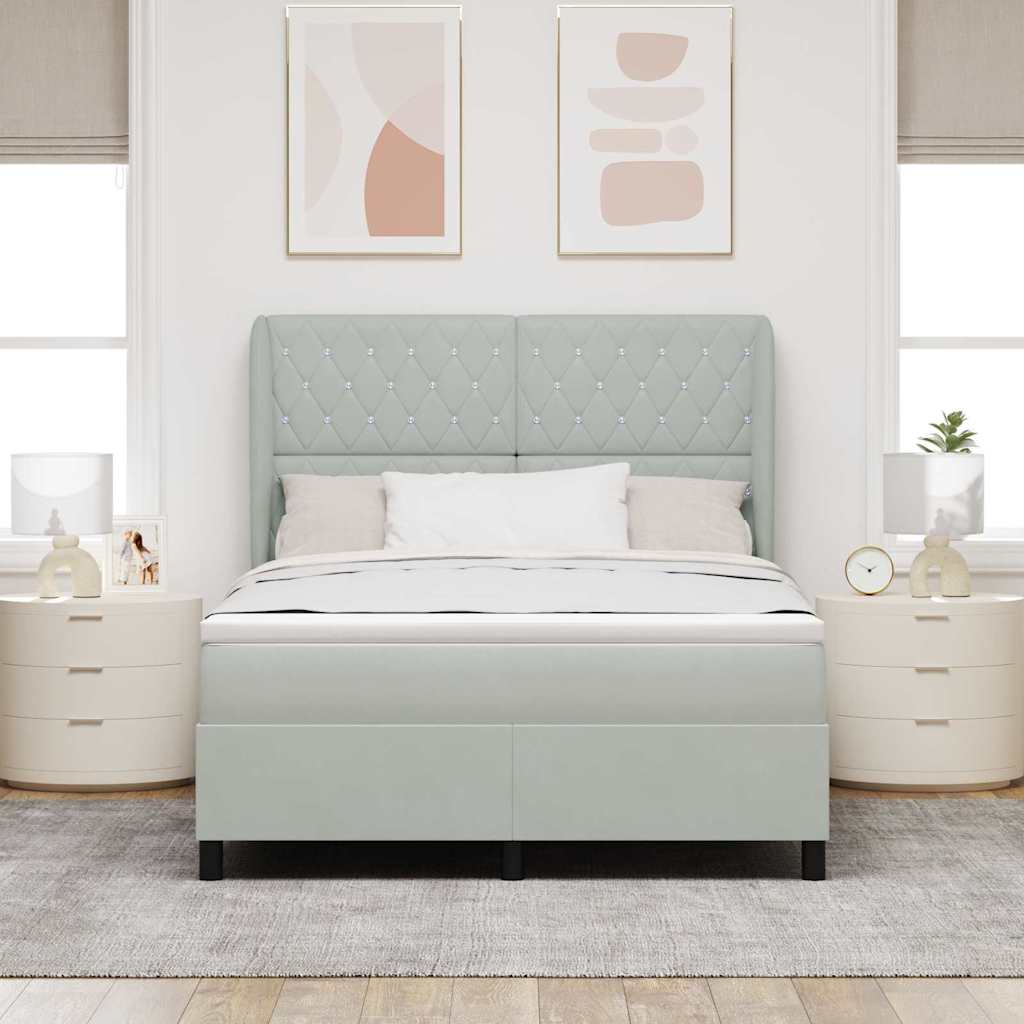 Letto a molle con materasso Grigio chiaro 200 x 140 cm Velluto | homemem39