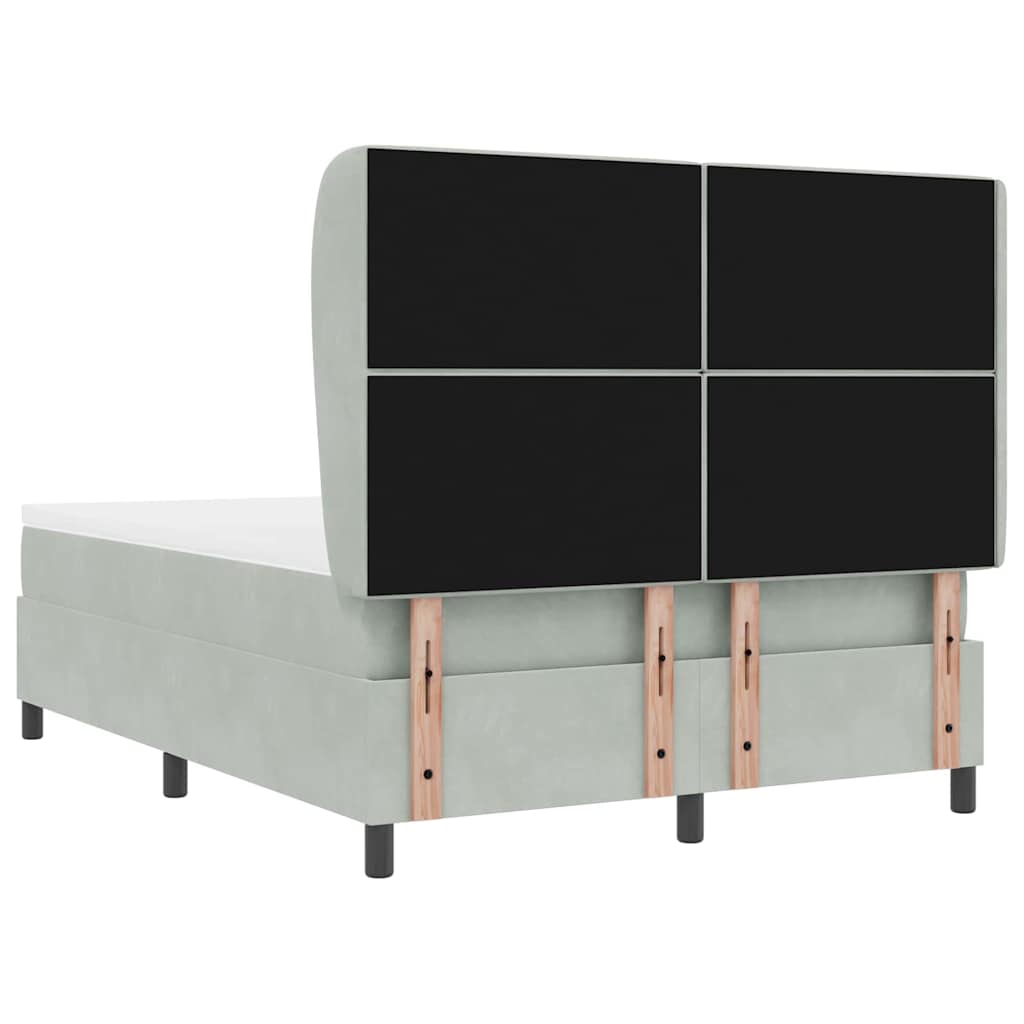 Letto a molle con materasso Grigio chiaro 200 x 140 cm Velluto | homemem39