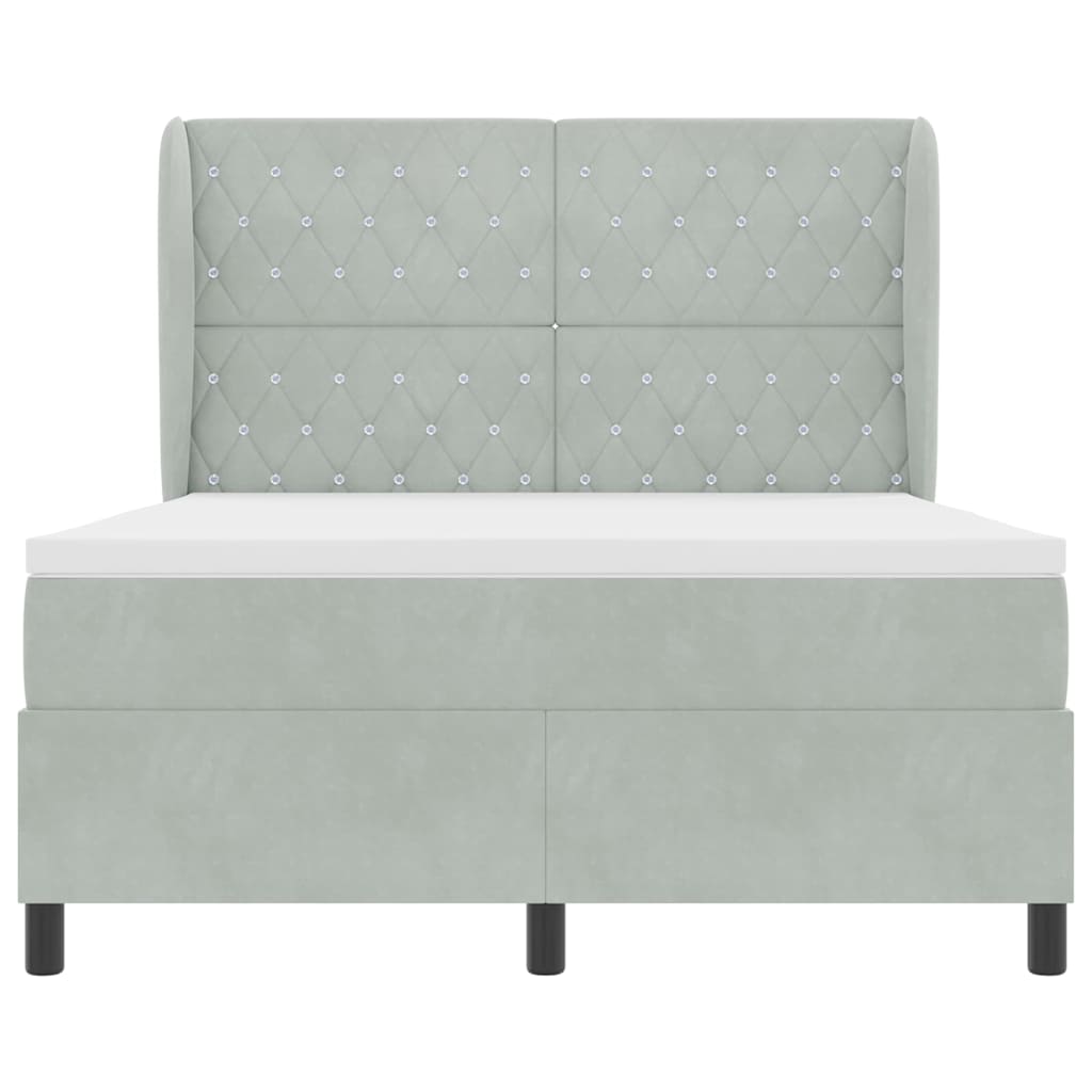 Letto a molle con materasso Grigio chiaro 200 x 140 cm Velluto | homemem39