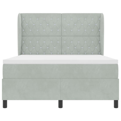 Letto a molle con materasso Grigio chiaro 200 x 140 cm Velluto | homemem39