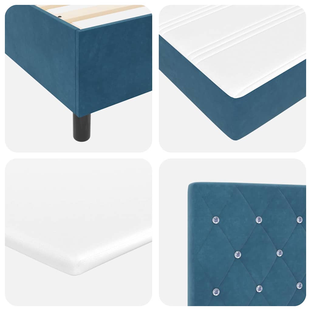 Letto a molle con testiera Blu Scuro 200 x 140 cm Velluto | homemem39