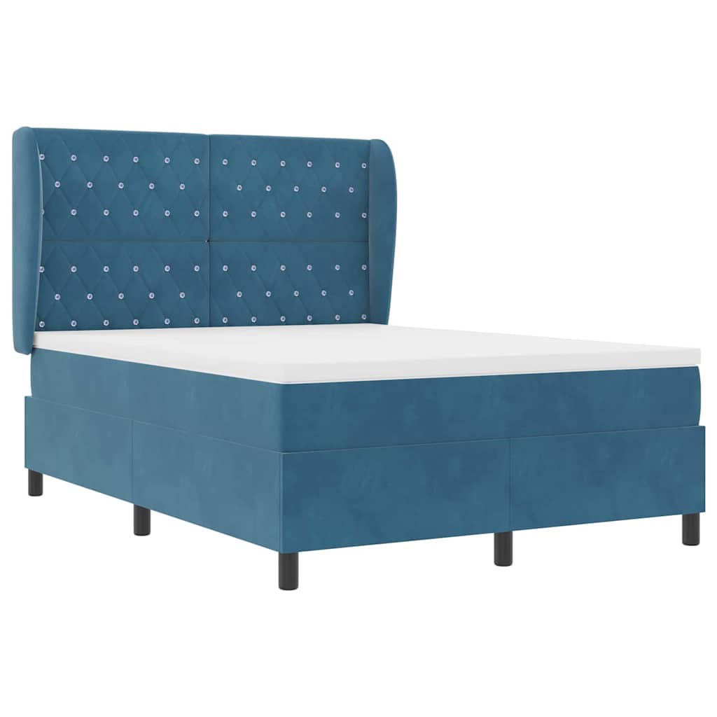Letto a molle con materasso Blu Scuro 200 x 140 cm Velluto | homemem39
