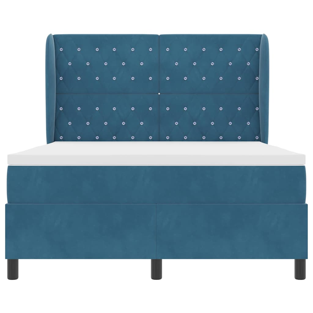 Letto a molle con materasso Blu Scuro 200 x 140 cm Velluto | homemem39