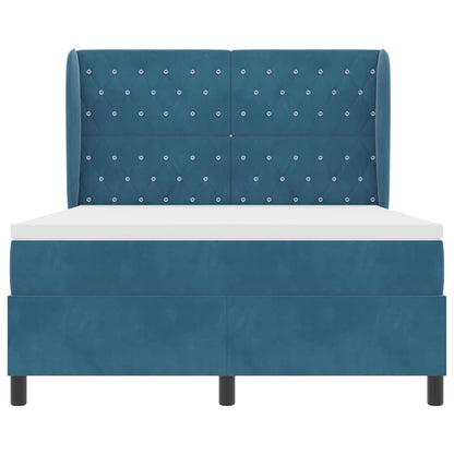 Letto a molle con materasso Blu Scuro 200 x 140 cm Velluto | homemem39