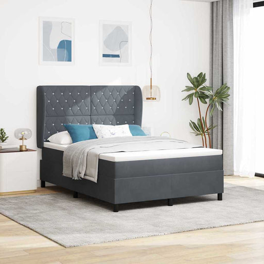 Letto a molle con testiera Grigio scuro 200 x 160 cm Velluto | homemem39