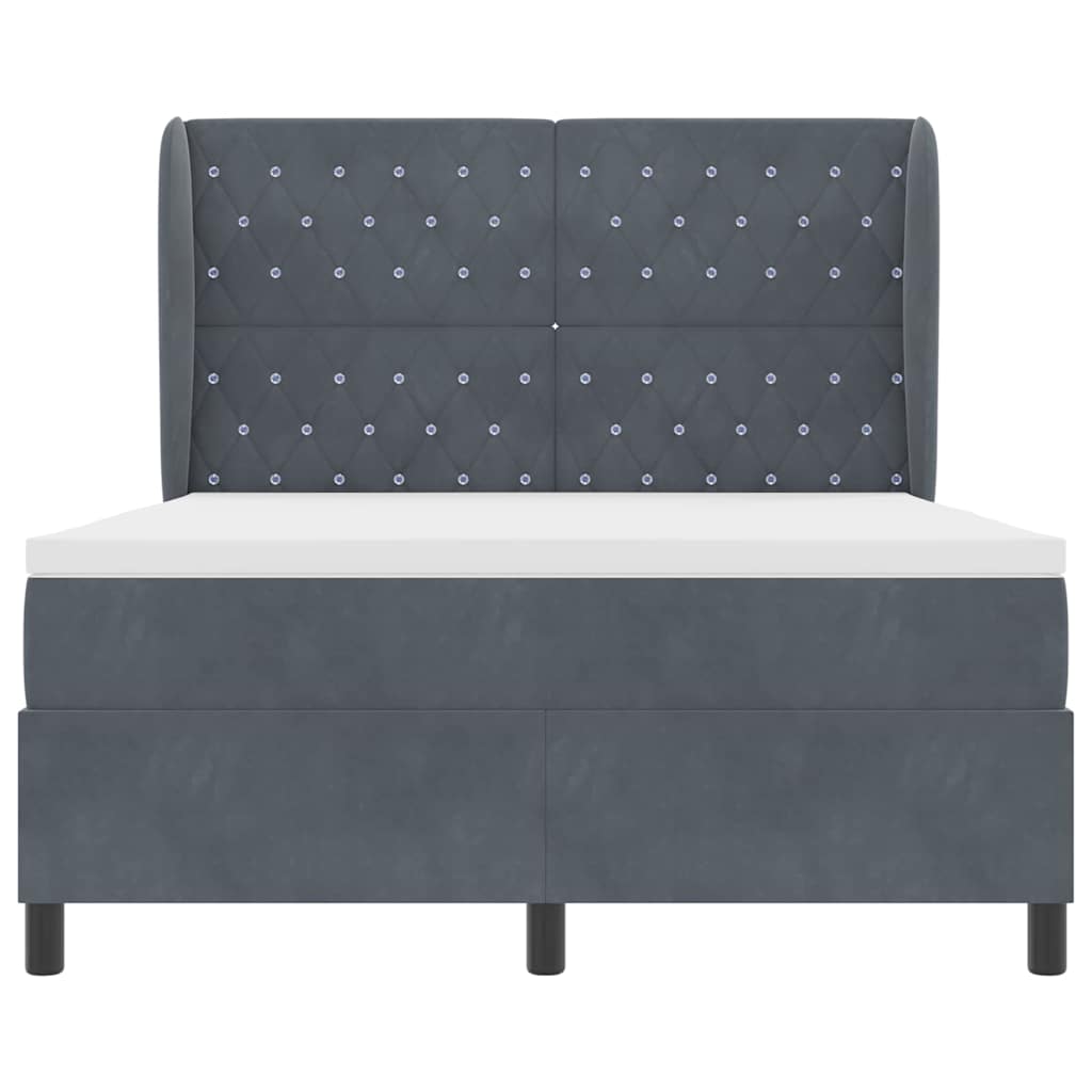 Letto a molle con materasso Grigio scuro 200 x 160 cm Velluto | homemem39