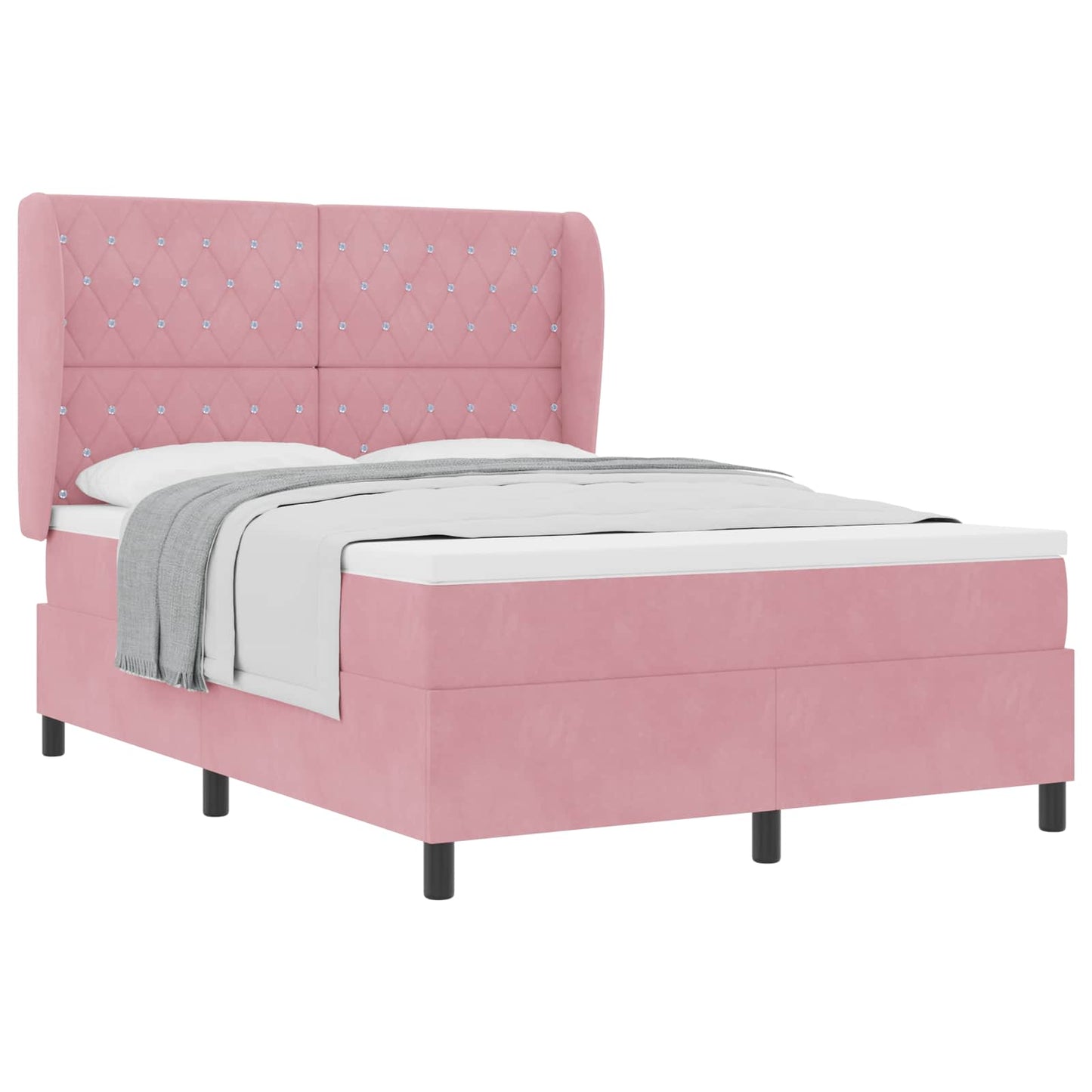 Letto a molle con materasso Rosa 200 x 160 cm Velluto | homemem39