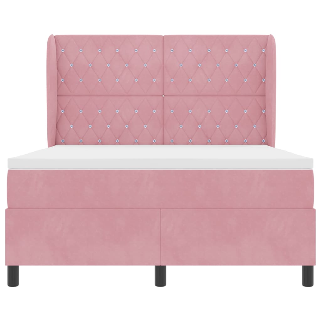 Letto a molle con materasso Rosa 200 x 160 cm Velluto | homemem39