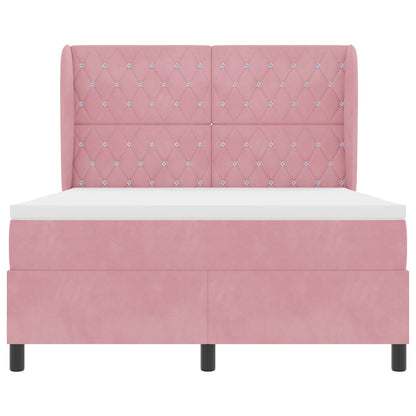 Letto a molle con materasso Rosa 200 x 160 cm Velluto | homemem39