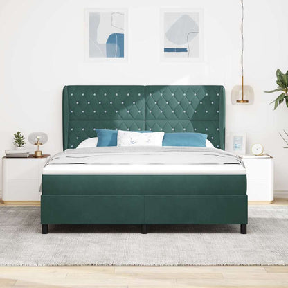 Letto a molle con materasso Verde Scuro 200 x 180 cm Velluto | homemem39