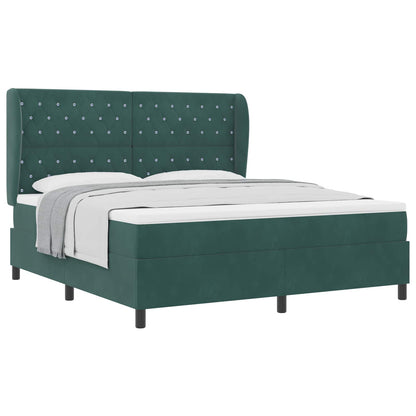 Letto a molle con materasso Verde Scuro 200 x 180 cm Velluto | homemem39