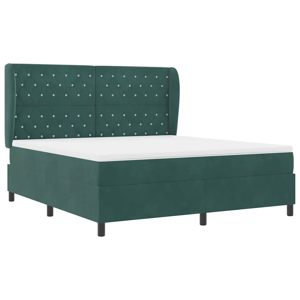 Letto a molle con materasso Verde Scuro 200 x 180 cm Velluto | homemem39
