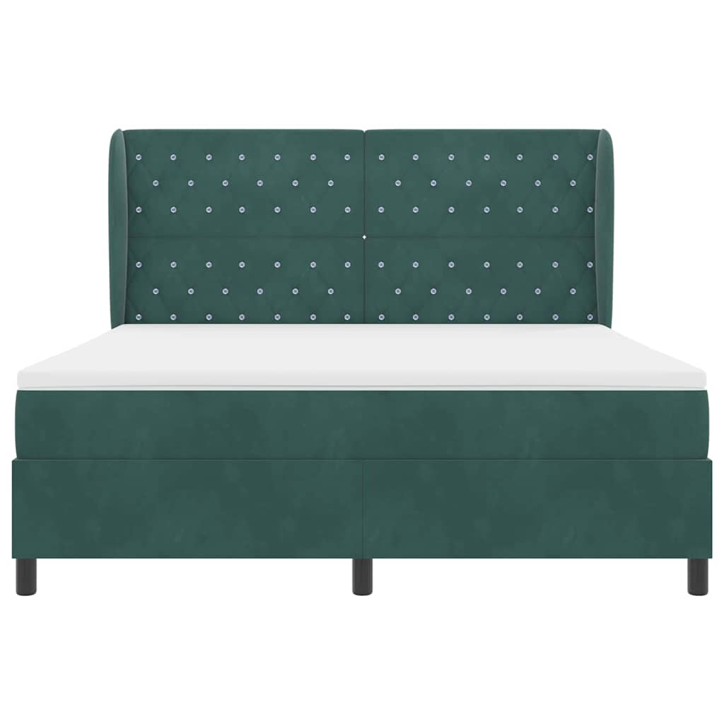 Letto a molle con materasso Verde Scuro 200 x 180 cm Velluto | homemem39