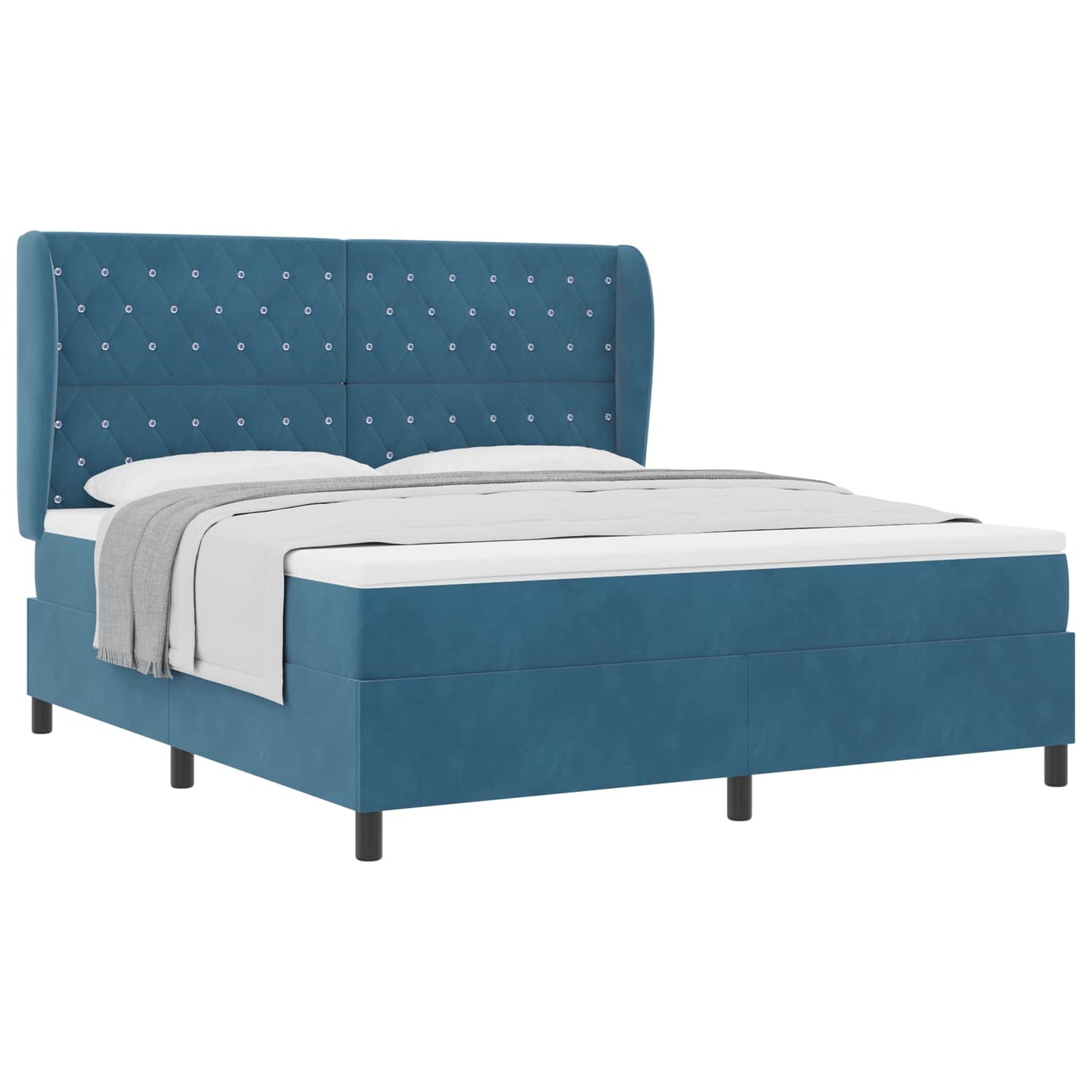 Letto a molle con materasso Blu Scuro 200 x 180 cm Velluto