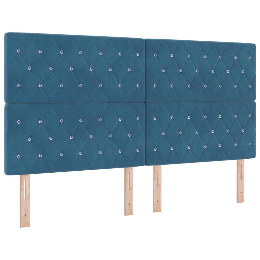 Letto a molle con materasso Blu Scuro 200 x 180 cm Velluto