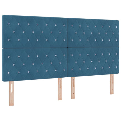 Letto a molle con materasso Blu Scuro 200 x 180 cm Velluto