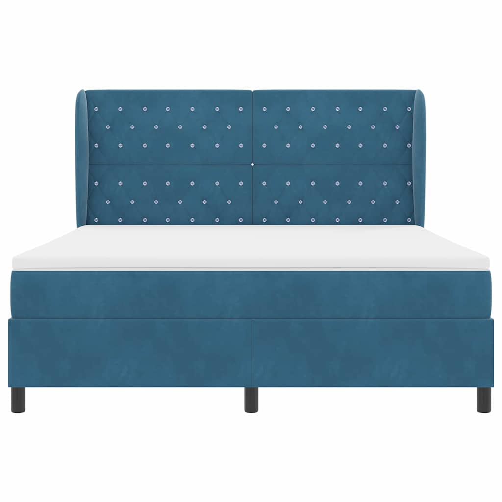 Letto a molle con materasso Blu Scuro 200 x 180 cm Velluto | homemem39