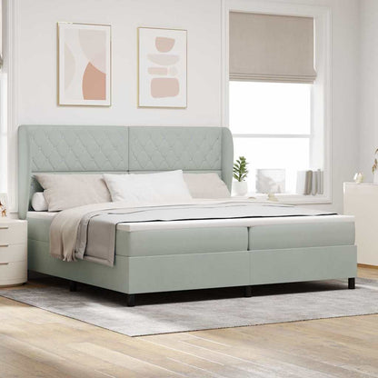 Letto a molle con materasso Grigio chiaro 200 x 200 cm Velluto | homemem39