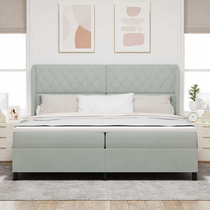 Letto a molle con materasso Grigio chiaro 200 x 200 cm Velluto | homemem39