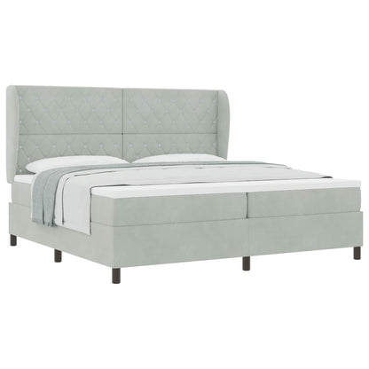 Letto a molle con materasso Grigio chiaro 200 x 200 cm Velluto