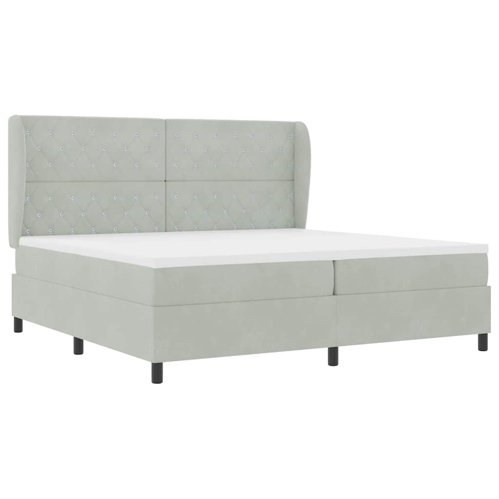 Letto a molle con materasso Grigio chiaro 200 x 200 cm Velluto | homemem39