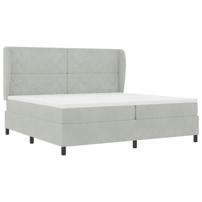 Letto a molle con materasso Grigio chiaro 200 x 200 cm Velluto | homemem39