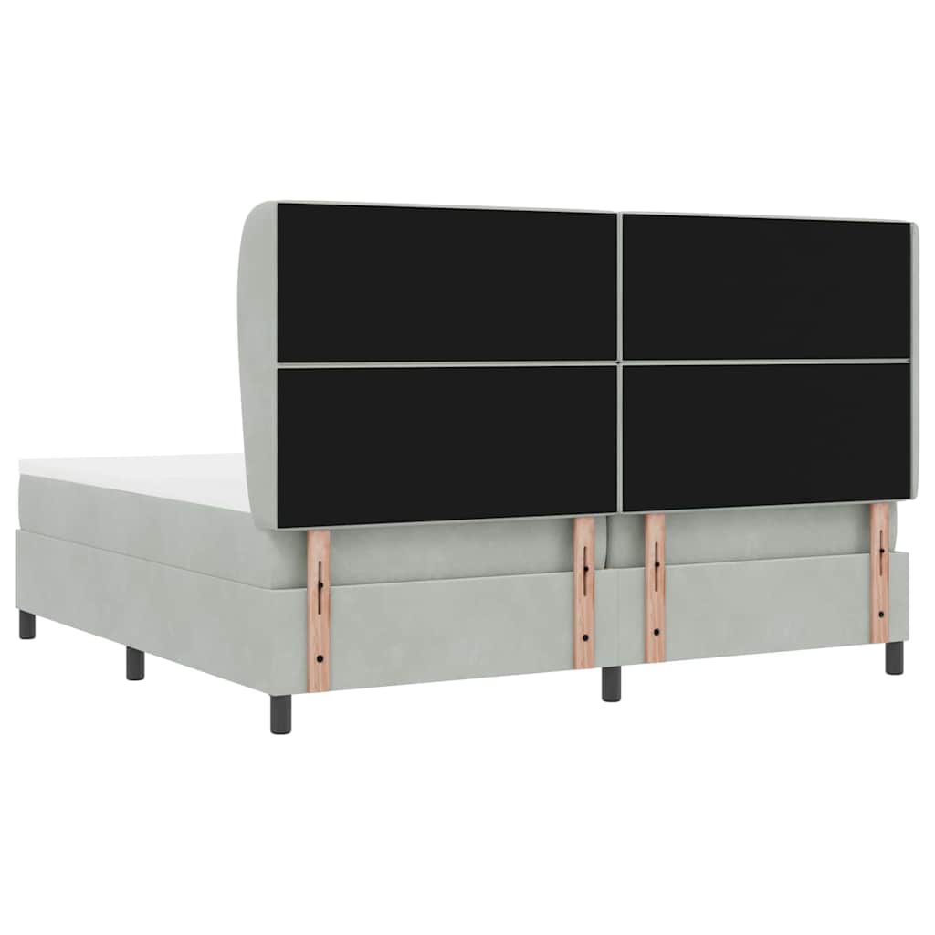 Letto a molle con materasso Grigio chiaro 200 x 200 cm Velluto | homemem39