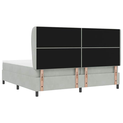 Letto a molle con materasso Grigio chiaro 200 x 200 cm Velluto | homemem39