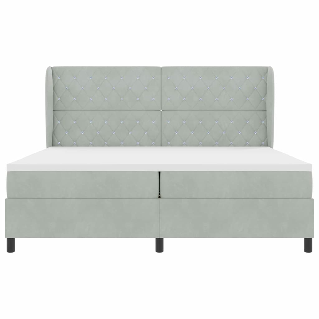 Letto a molle con materasso Grigio chiaro 200 x 200 cm Velluto | homemem39