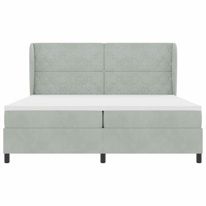 Letto a molle con materasso Grigio chiaro 200 x 200 cm Velluto | homemem39