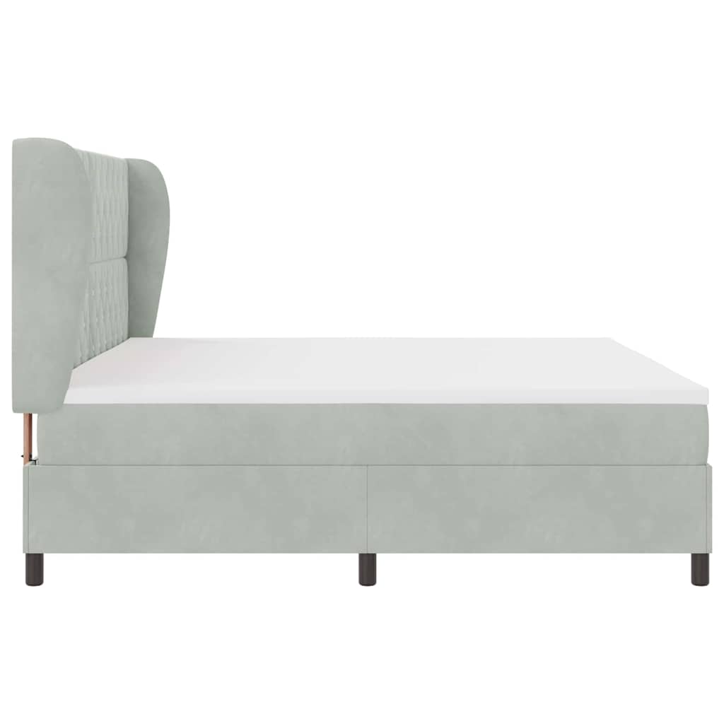 Letto a molle con materasso Grigio chiaro 200 x 200 cm Velluto | homemem39