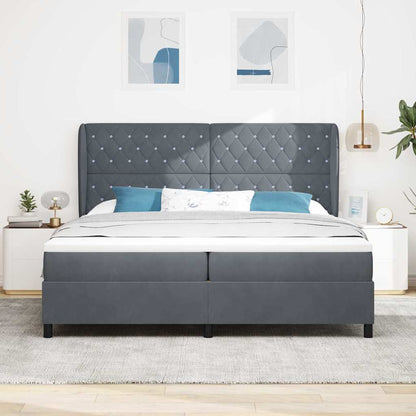 Letto a molle con testiera Grigio scuro 200 x 200 cm Poliestere