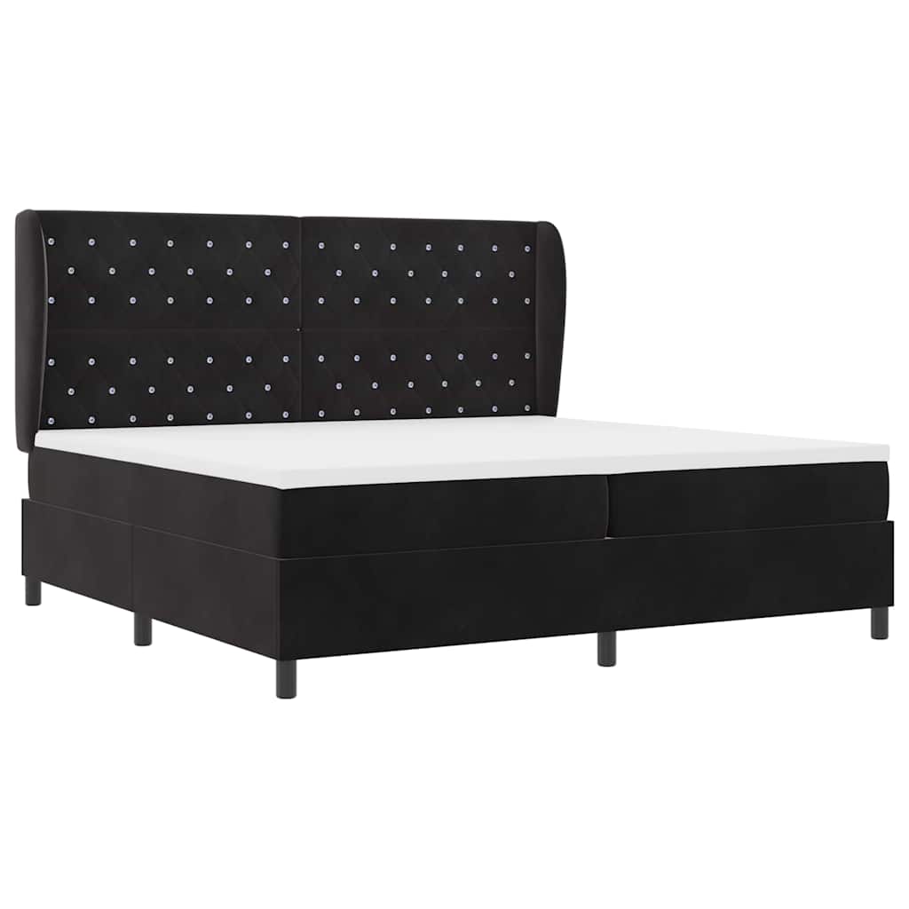 Letto a molle con materasso Nero 200 x 200 cm Velluto | homemem39