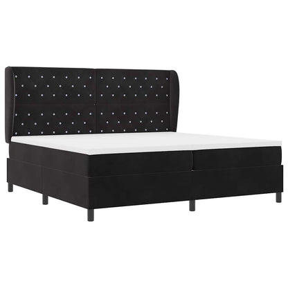 Letto a molle con materasso Nero 200 x 200 cm Velluto | homemem39
