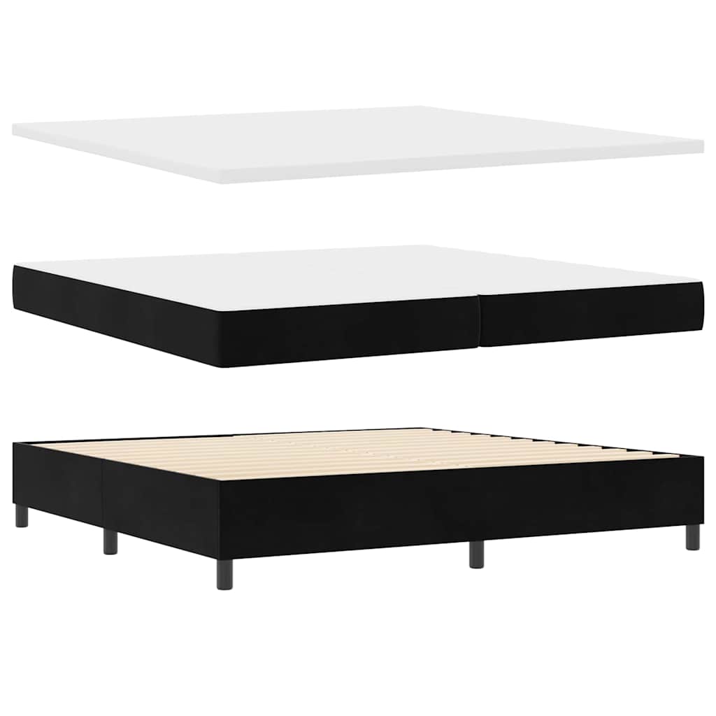 Letto a molle con materasso Nero 200 x 200 cm Velluto | homemem39
