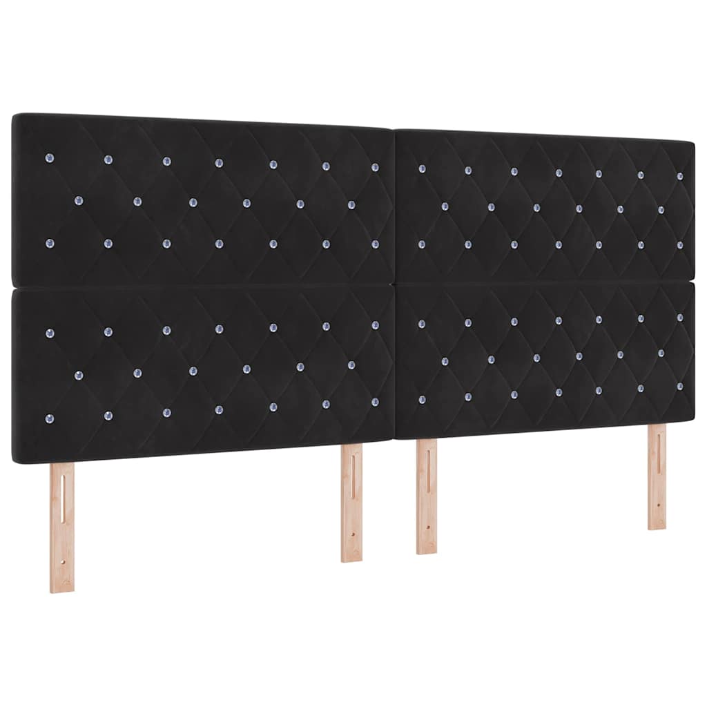 Letto a molle con materasso Nero 200 x 200 cm Velluto
