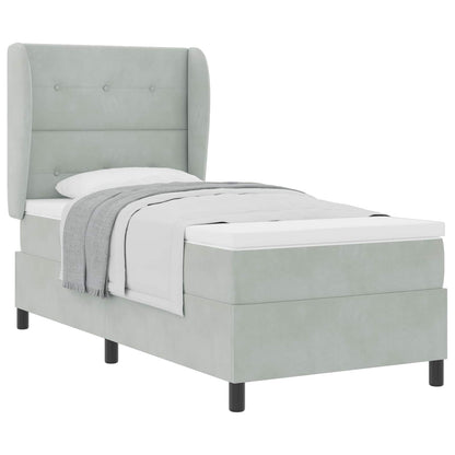 Letto a molle con materasso Grigio chiaro 200 x 80 cm Velluto